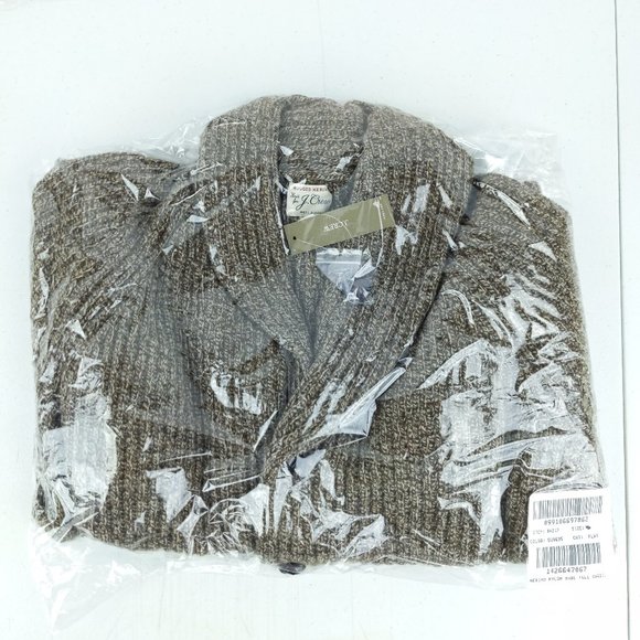 NWT J Crew Rugged Merino Wool Heavyweight Cowl Neck Shawl Cardigan Sweater Beige - Picture 5 of 5